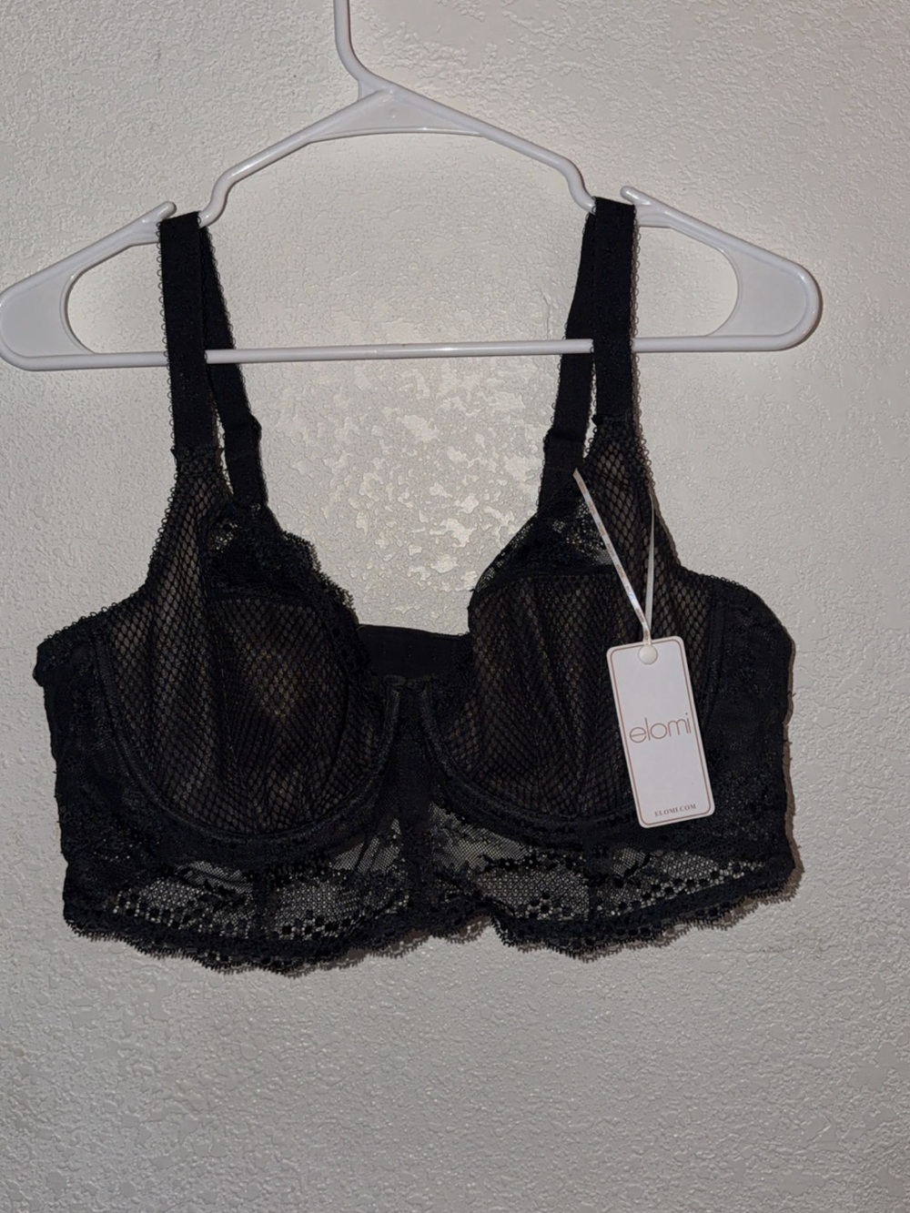 Elomi Black Lace Longline Underwire Bra